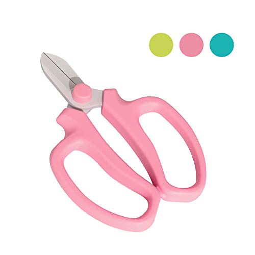 UPAAN Professional Garden Scissors Teflon Coating with Comfort Grip Handle, Perfect for Arranging Flowers, Garden Plants Pruning Tool, Floral Shears Scissors-Red
