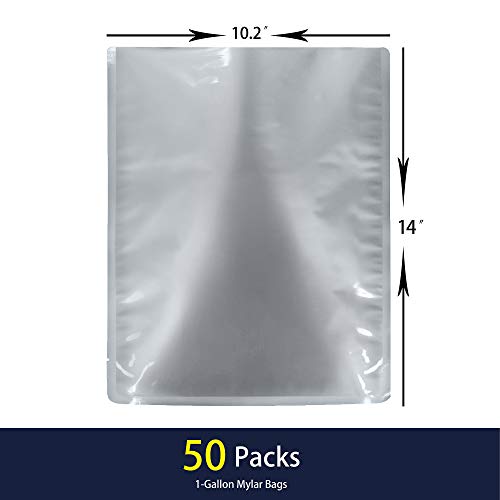 50 Packs 1 Gallon Mylar Bags for Dehydrated Vegetables, Grains, Legumes