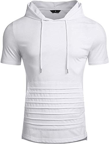 Oxnov Mens Workout Hoodie Casual T-Shirt Muscle Shirts for Men Bodybuilding Gym Pullover