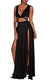 Zeagoo Women's Sexy Sleeveless High Waist Hollow Out Maxi Dress