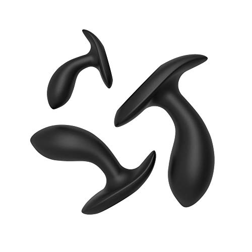 Butt Plug Trainer Kit for Comfortable Long-Term Wear,3Pcs Silicone Anal Plugs Training Set with Flared Base Prostate Massager Adult Sex Toys for Men and Women