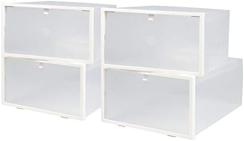 NEXCOVER Clear Stackable Shoe Storage Boxes，Medium Size,4pack