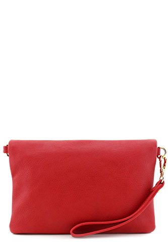 Envelope Wristlet Clutch Crossbody Bag with Chain Strap Red
