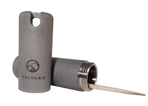 Valtcan Pure Titanium Matte Finish Toothpick Holder - For Single Sided Toothpicks - Pill Canister with Waterproof Airtight Seal Carry Everyday with Keyring hole - Thumbnail 5
