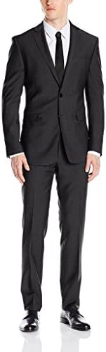 Loriano Men's LTS1001 2-Piece Single Breasted Solid Suit Set. Slim Fit - Charcoal - 50R