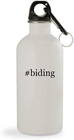 OneMtoss #Biding - 13.5oz Hashtag White Sturdy Stainless Steel Water Bottle with Carabiner