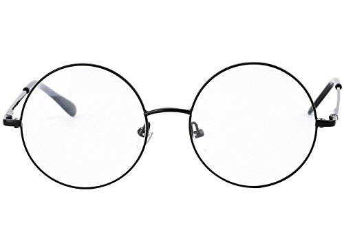 Agstum Retro Round Prescription ready Metal Eyeglass Frame (Medium Size) (Black)