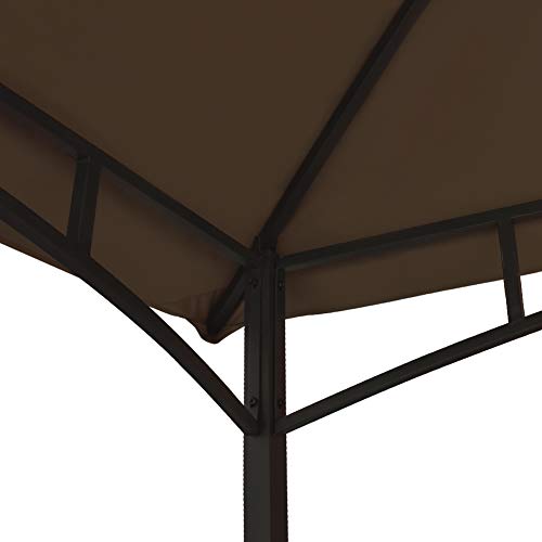 Keymaya 8x5 Grill Gazebo Shelter for Patio and Outdoor Backyard BBQ's, Double Tier Soft Top Canopy and Steel Frame with Bar Counters, Bonus LED Light X2 (Brown)