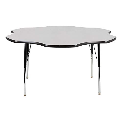 Flower Adjustable Height School Classroom Activity Table - Gray Nebula Top/Black Edge