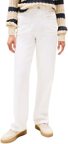 Damen Jeans Hose White Relaxed Straight High Rise, Weiß (White), 34W/32L