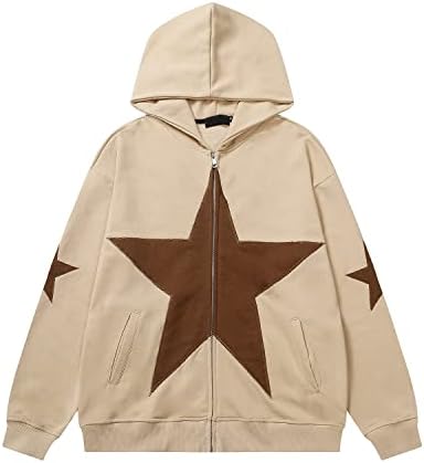 Amazon.com: Hip Hop Zip Up Hoodie Jacket Y2K Grunge Vintage Star