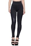 J2 LOVE Women's Faux Leather Side Inset Scuba Legging