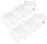 Adovely White Baby Bandana Drool Bibs, Organic Cotton, Fleece (Pack of 10)
