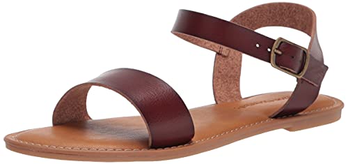 Amazon Essentials Damen Sandale mit Zwei Riemen und Schnalle, Braun, 41.5 EU