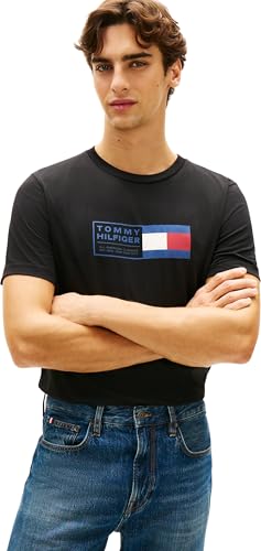 Camiseta de Manga Corta Hombre Brand Love Text Box de algodón, Negro (Black), XL