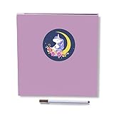 Self Adhesive Photo Album, Magnetic Scrapbook Album 40 Pages Fabric Hardcover Length 11 x Width 10.6 inch with Photo Album Storage Box DIY Accessories Kit (Unicorn)