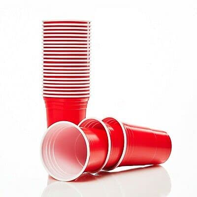 SHINE Reusable Red Cups, Beer Pong Cup, 500ml Drinking Game (Pack of 50, Red), American Style Cups, Outdoor and Indoor