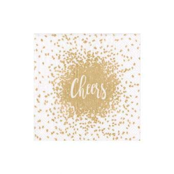 Caspari Cheers Gold Triple-Ply Boxed Cocktail Napkins Set of 40