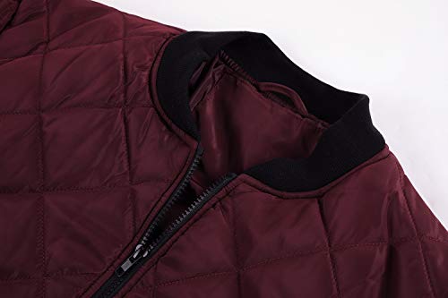 image for PASLTER Mens Bomber Jacket Diamond Quilted Varsity Jackets Lightweight