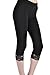 KMystic Cotton Blend Lace Trim Capri Leggings (Large, Black)