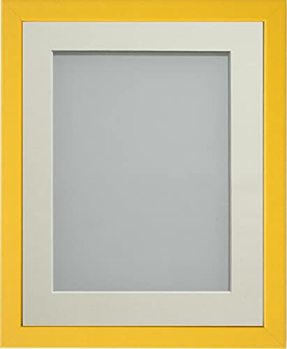 Frame Company Jellybean Range Mustard Yellow Wooden 12x10 inch Picture Photo Frame with Ivory Mount for Image 10x8 inch * Choice of Colours & Sizes* Fitted with Perspex