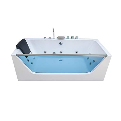 Empava 59" Acrylic Alcove Whirlpool Bathtub Hydromassage Rectangular