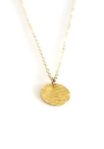 14k Hammered Gold Disc Necklace 