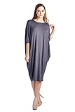82 Days Women'S Rayon Span Kimono Loose Fit Mid Long Jersey Dress - Solid