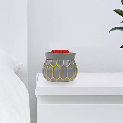StarMoon Electric Candle Warmer for Wax Melt, Home Fragrance Diffuser, Fragrance Air Fresheners, Home Décor, No Flame, Removal Dish, with Ceramic Warming Plate (Gold Grid)