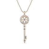 Alvdis Fashion Jewelry Key Style Alloy Crystal Long Sweater Chain Pendant Necklace, 30