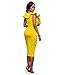 VERTTEE V Neck Ruffle Plain Bodycon Sleeveless Midi Tight Wrap Women's Party Dress Yellow M