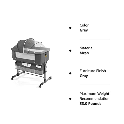 nordmiex Bedside Sleeper Bedside Crib, Baby 3 in 1 Travel Baby Crib,Bedside