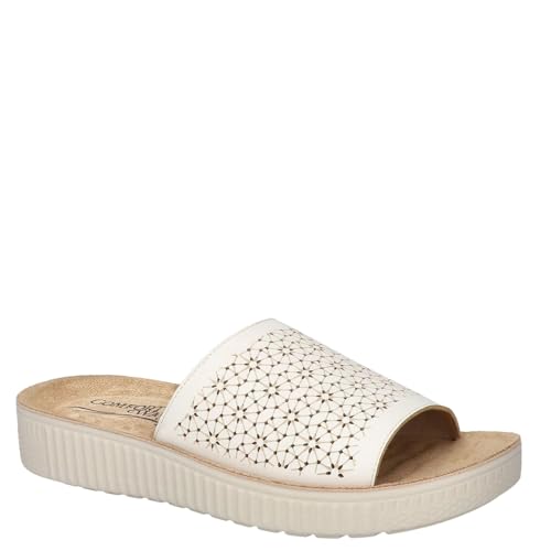 Easy Street Women’s Ivey Slide Sandal, White, 6 X-Wide
