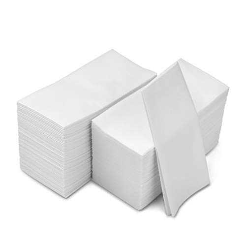 200 toallas de mano blancas desechables para baño, toallas desechables de lino para invitados - servilletas para mesa de cena formal, aniversario y boda, 8.5x4 pulgadas dobladas, por fete,