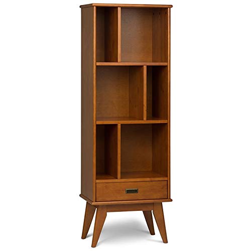 Allora 64" Mid Century Modern Solid Wood Bookcase with 1 Drawer and 6