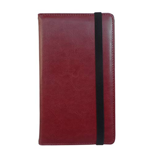 Enyuwlcm PU Leather Business Card Book Organizer Journal Name Card Book Holder with Elastic Closure Hold 240 Cards Wine Red - Thumbnail 6