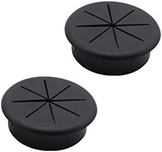 4-Pack Flexible Desktop Cable Grommet – 60mm Hole Diameter, ABS & Rubber, Cord Organizer For Office, Home, Game Room (Black)