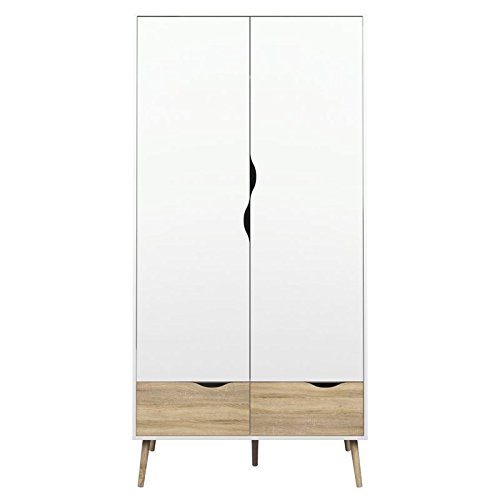 Atlin Designs 2 Drawer and 2 Door Wardrobe in White and Oak