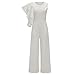 Bodycon4U Women's Sexy Ruched Ruffle Wide Leg Pants Bodycon Clubwear Jumpsuit Rompers White L