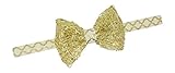 Gold Silver Bow Ivory Headband Holiday Glitter Sparkly Gift Christmas Baby Newborn Girl Toddler (Gold)
