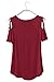 Adreamly Women's Casual Summer Short Sleeve Loose Strappy Cold Shoulder Tops Basic T Shirts Blouses Burgundy 2X-Large