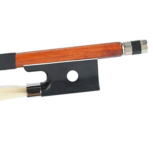 4/4 Full Size Violin Bow Black Handle Handmade Well Balanced Arbor White Horse Hair Fiddle Music Instrument Accessories - Thumbnail 3