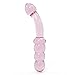 Healthy Vibes Glass Creations Curved Pink Glass G-spot Dildo with Pleasure Texture - Double Ended Anal Dildo