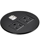 Power Data Hub Tap Grommet With 2 X AC Outlet and 2 X USB Ports With 6 ft Standard Power Cord (Black)