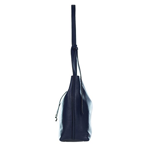 Gianni Chiarini Italian Made Navy Blue Pebbled Leather Slouchy Open Top Shoulder Bag