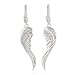 Rhodium Plated 925 Sterling Silver Cubic Zirconia Accent Angel Wings Dangle Hook Earrings 5 cm Jewelry for Women - Nickel Free