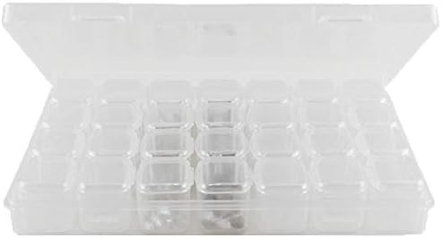 balloonbobo Sequins Rhinestone Nail Storage Box Plastic 28 Compartment Organizer Container Nail Art Manicure Tool Transparent