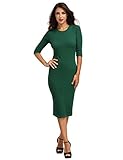 MakeMeChic Women's Solid Half Sleeve Midi Sheath Bodycon Pencil Dress