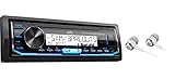 JVC KD-X35MBS Single DIN SiriusXM Bluetooth MP3 USB Pandora , iHeartRadio , Spotify , Android/iPod/iPhone Music Playback , in-Dash Digital Media Marine Stereo Receiver with Alphasonik Earbuds