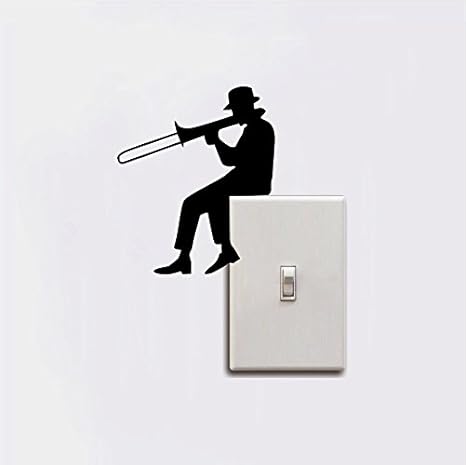 Amazon Lxb Shop Man Playingトロンボーンシルエットライトスイッチステッカースケートボードグラフィティノートパソコン荷物ドリフト車トラックウィンドウデカール 12 7cm シルバー Lxb Shop 外装 エアロパーツ 車 バイク